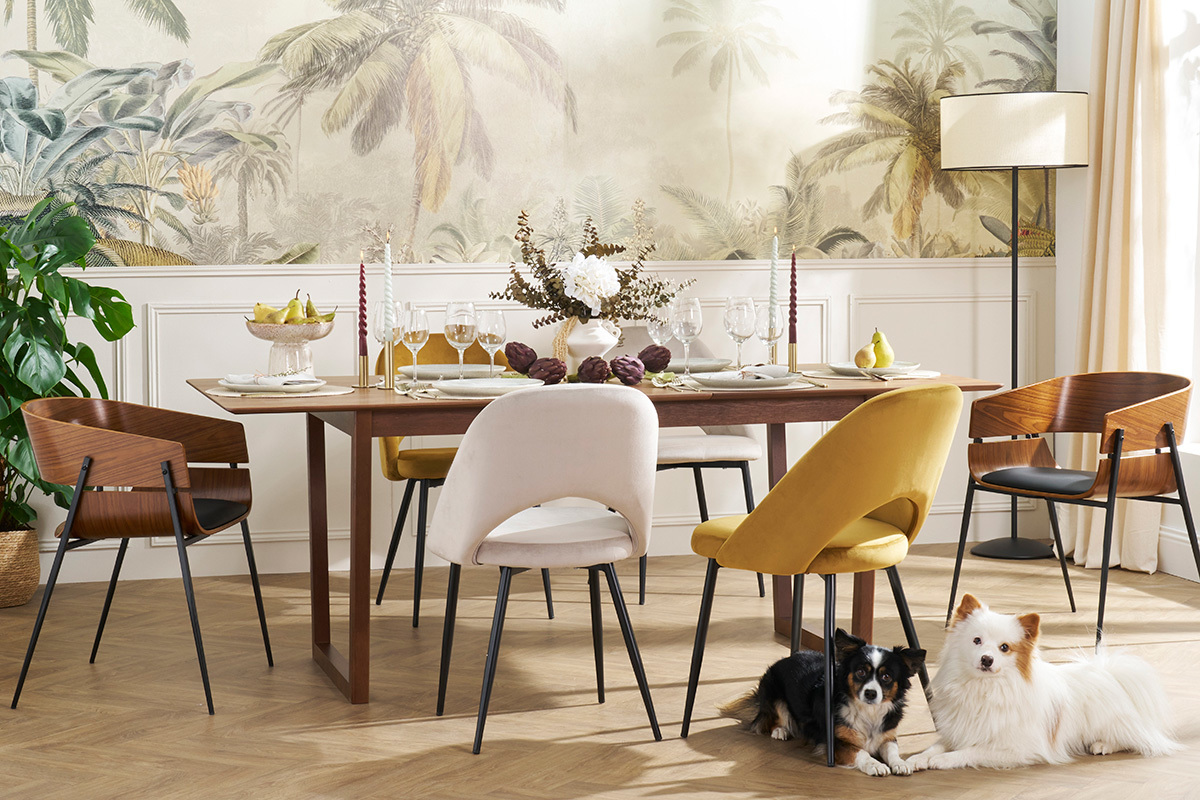 Mesa extensible rectangular de nogal 160-240 cm LAHO