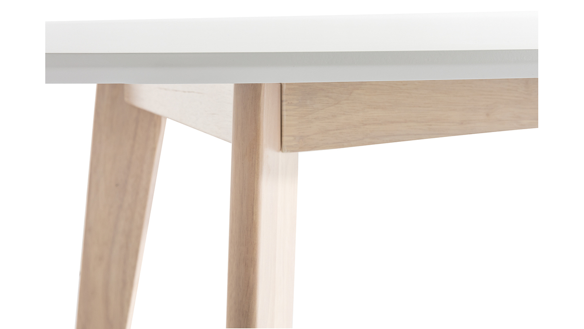 Mesa oval 150cm blanca y madera clara LEENA