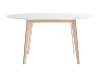 Mesa oval 150cm blanca y madera clara LEENA