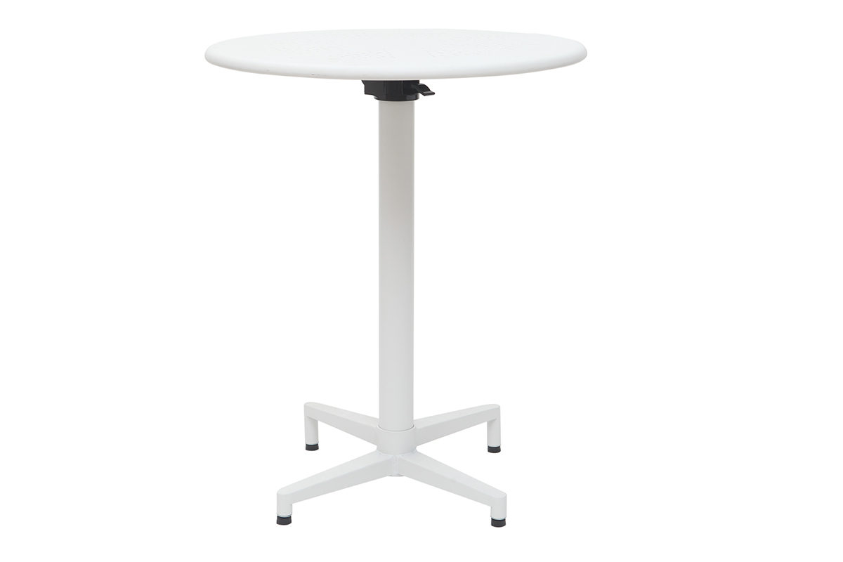 Mesa plegable redonda en metal blanco D60 DOTS