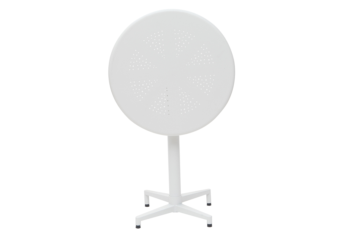 Mesa plegable redonda en metal blanco D60 DOTS
