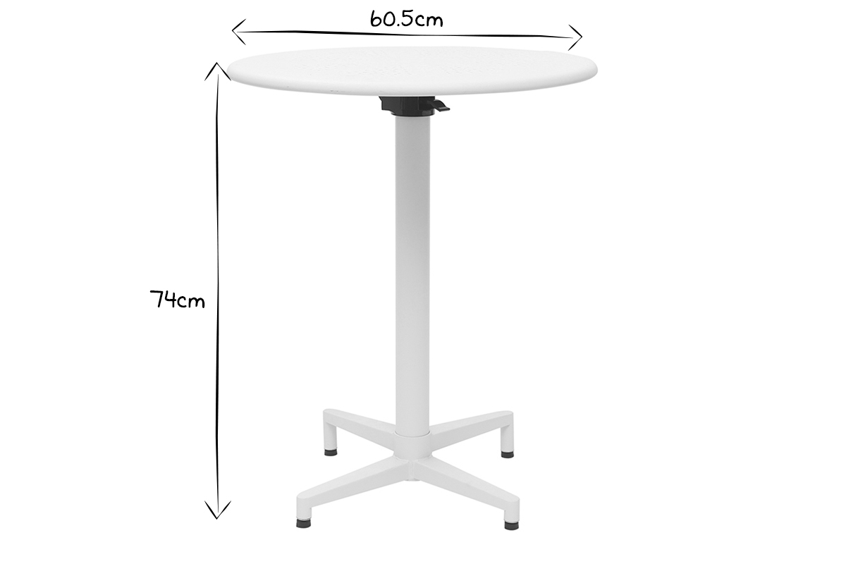 Mesa plegable redonda en metal blanco D60 DOTS