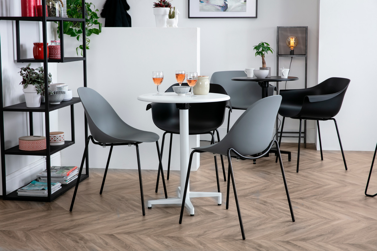 Mesa plegable redonda en metal blanco D60 DOTS
