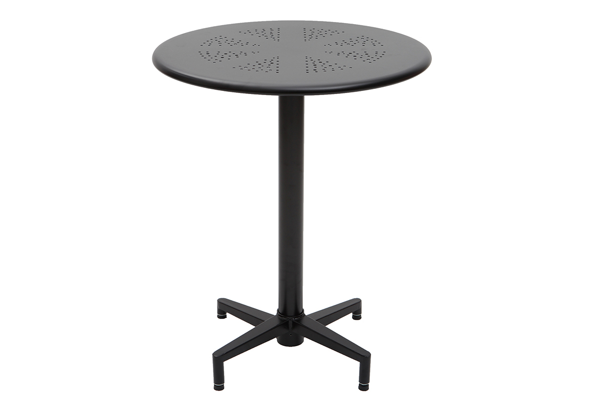 Mesa plegable redonda en metal negro D60 DOTS