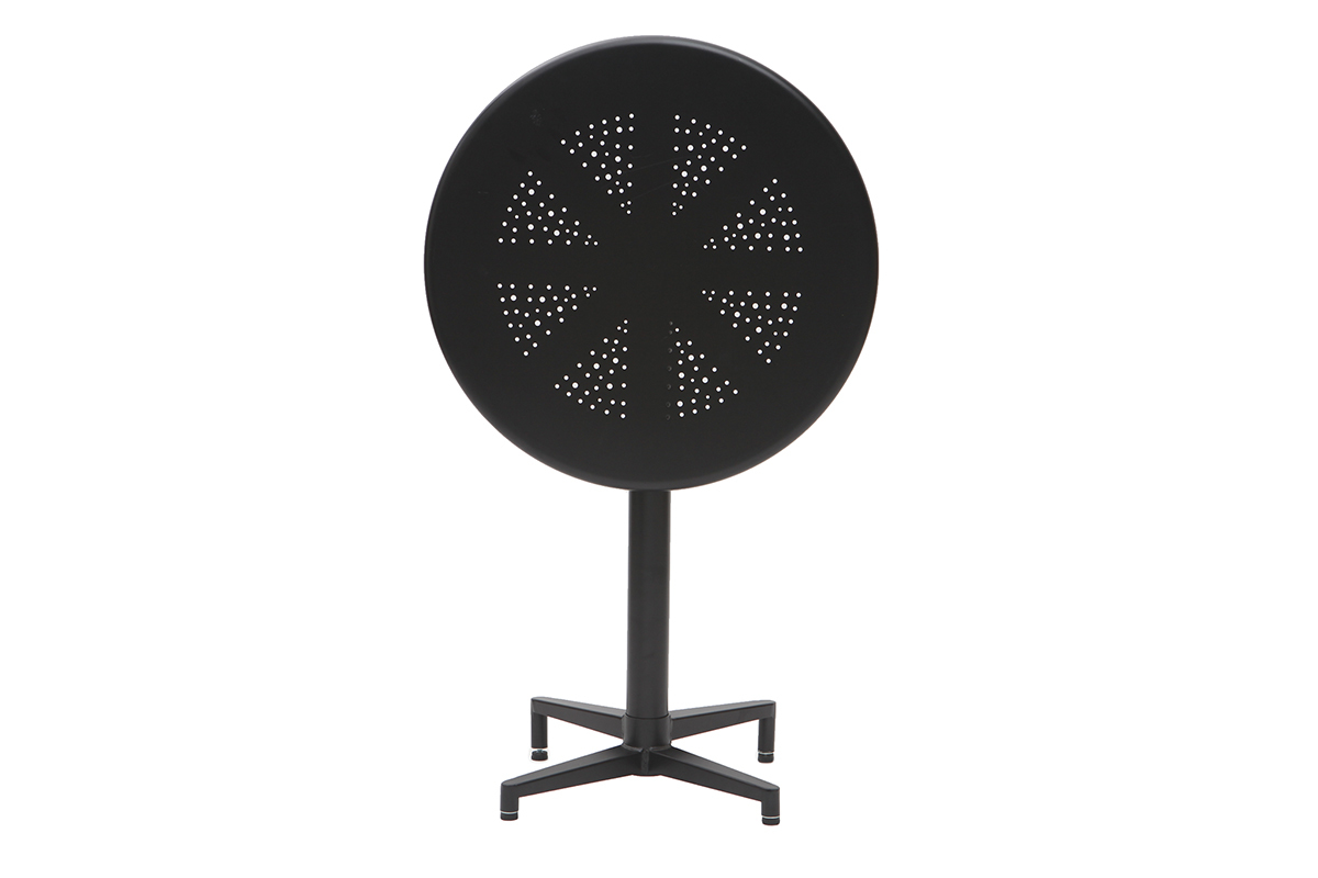 Mesa plegable redonda en metal negro D60 DOTS