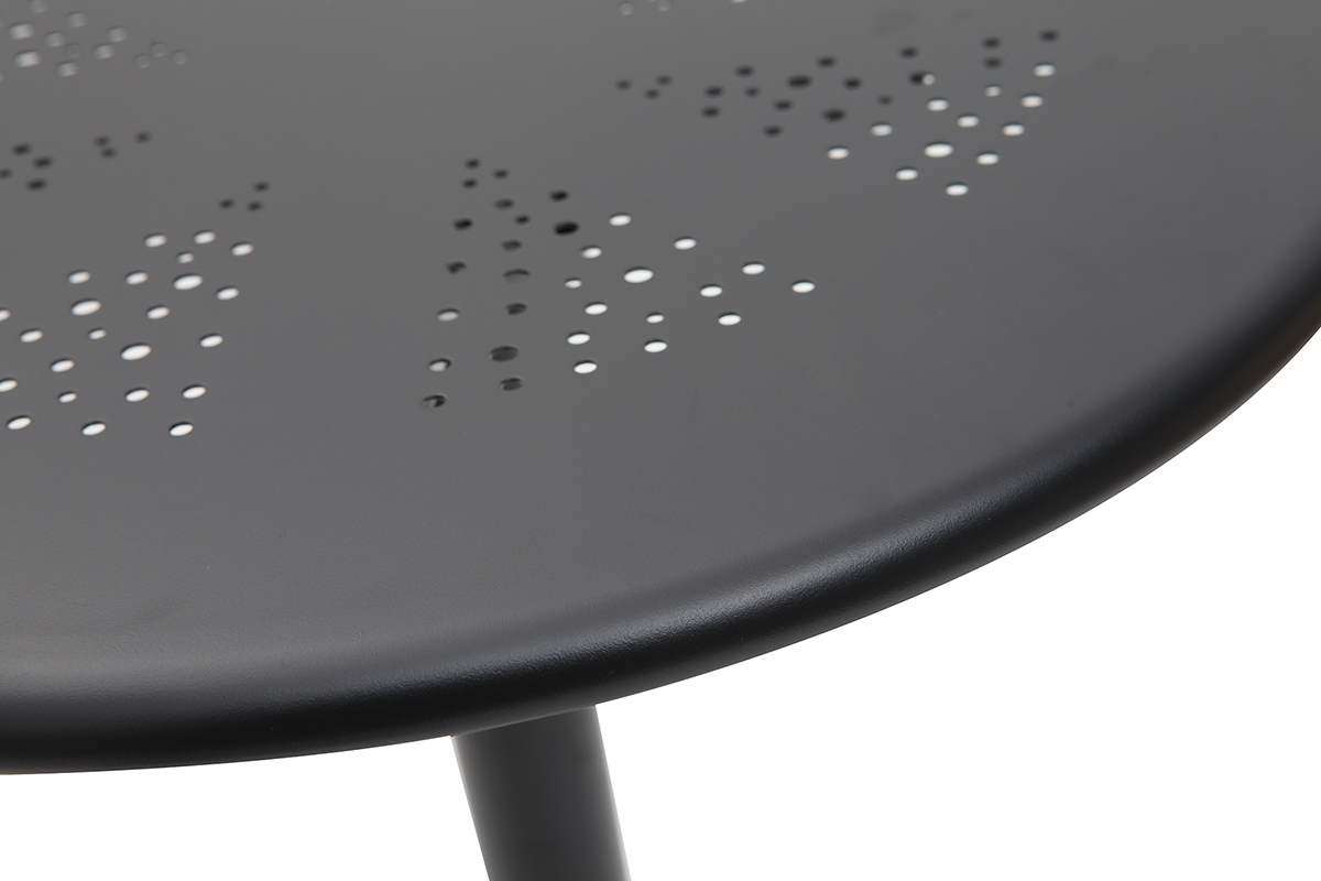 Mesa plegable redonda en metal negro D60 DOTS