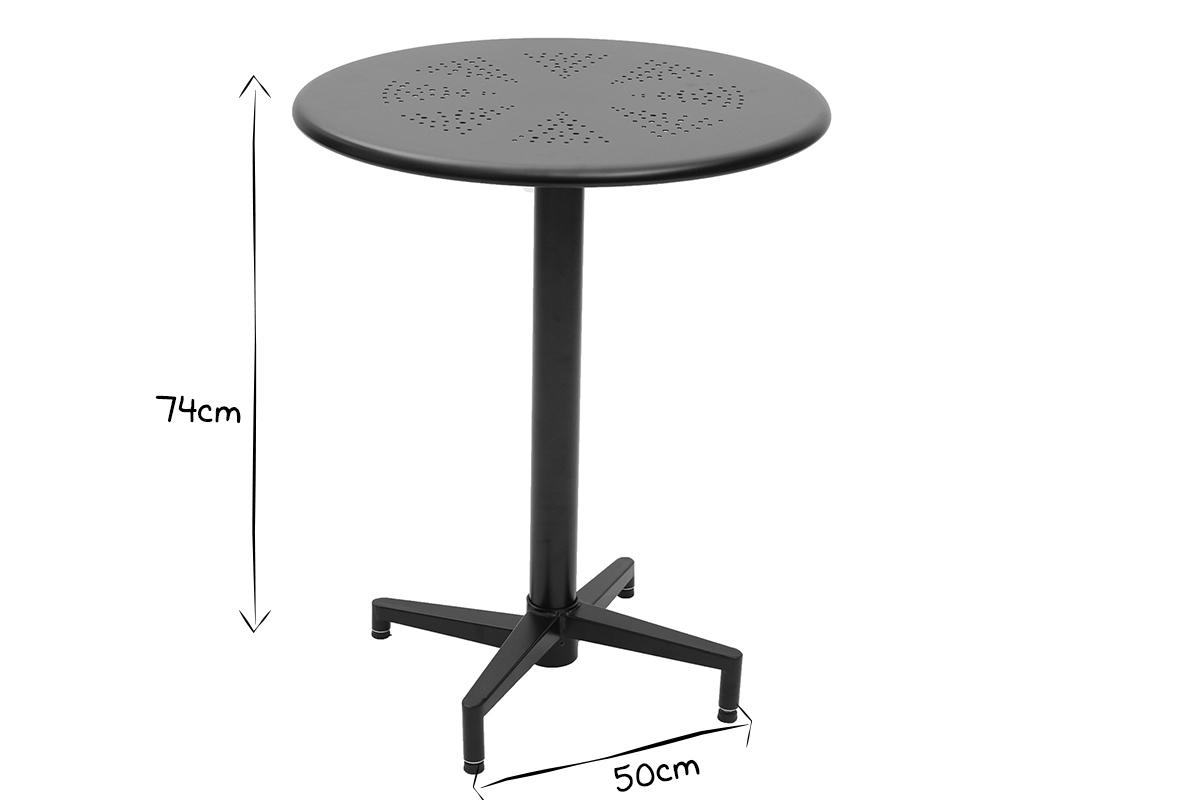 Mesa plegable redonda en metal negro D60 DOTS