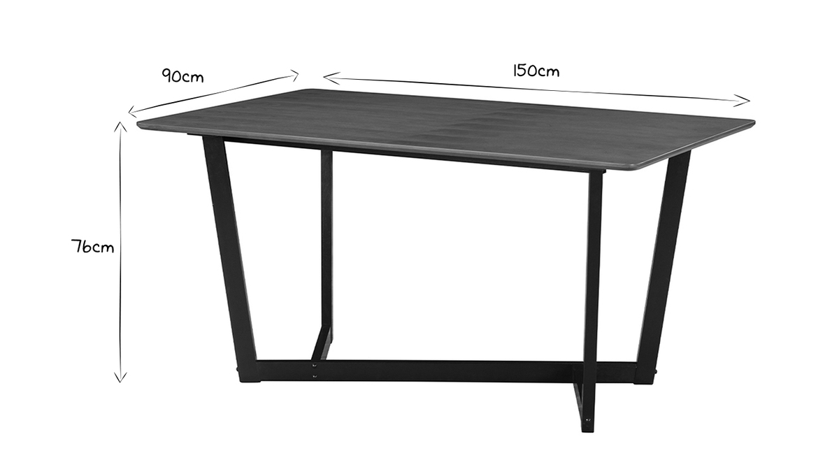 Mesa rectangular de diseo de nogal teido de negro 150cm KOUK