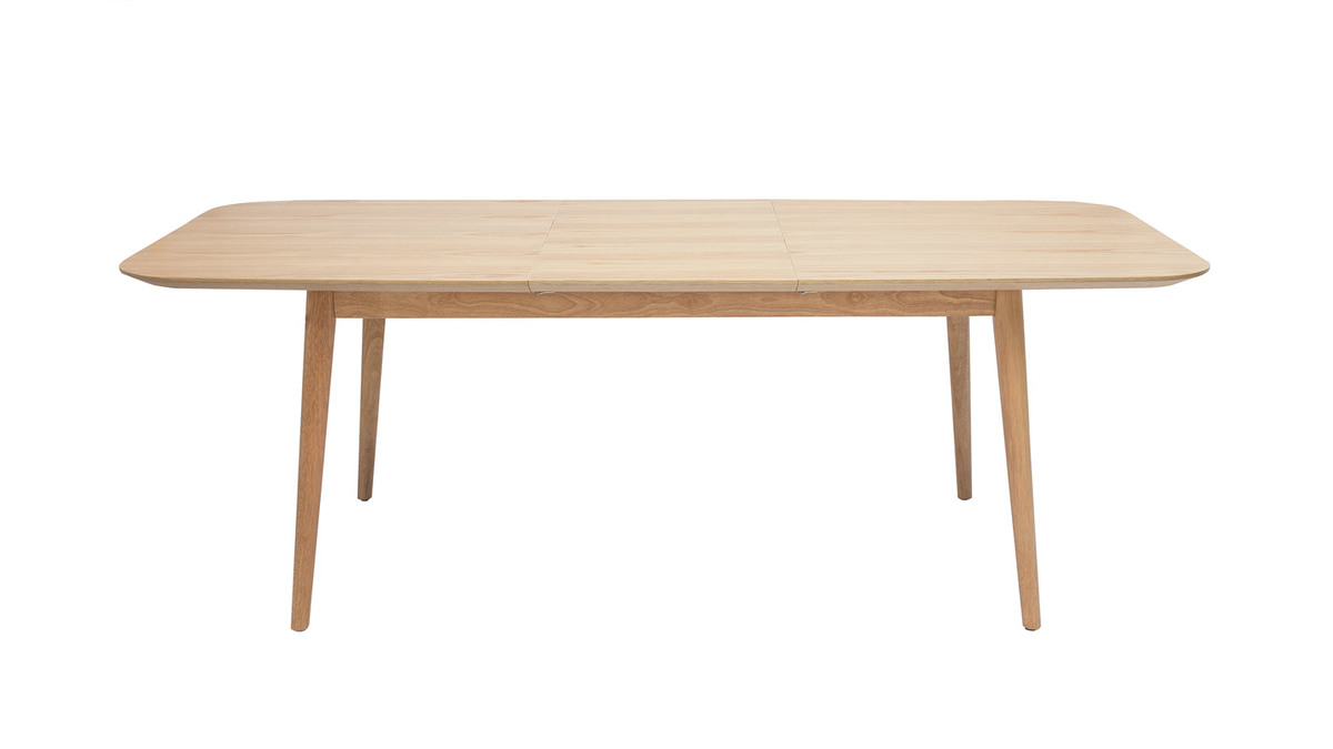 Mesa rectangular extensible con extensiones integradas de madera de roble claro 160-210 cm ANK