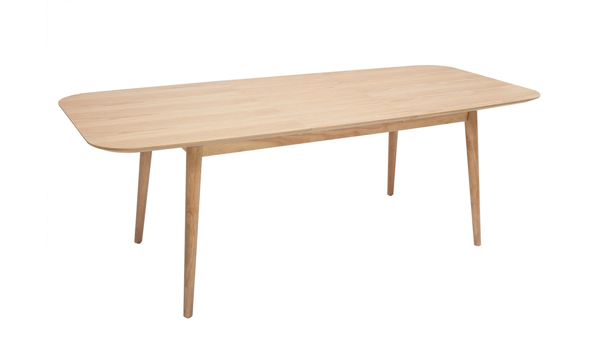 Mesa rectangular extensible con extensiones integradas de madera de roble claro 160-210 cm ANK