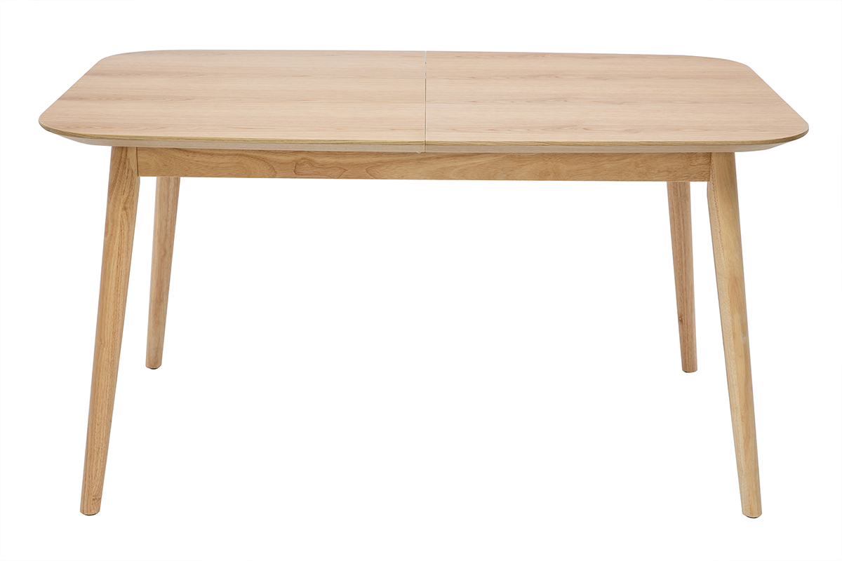 Mesa rectangular extensible con extensiones integradas de roble claro 140-170 cm ANK