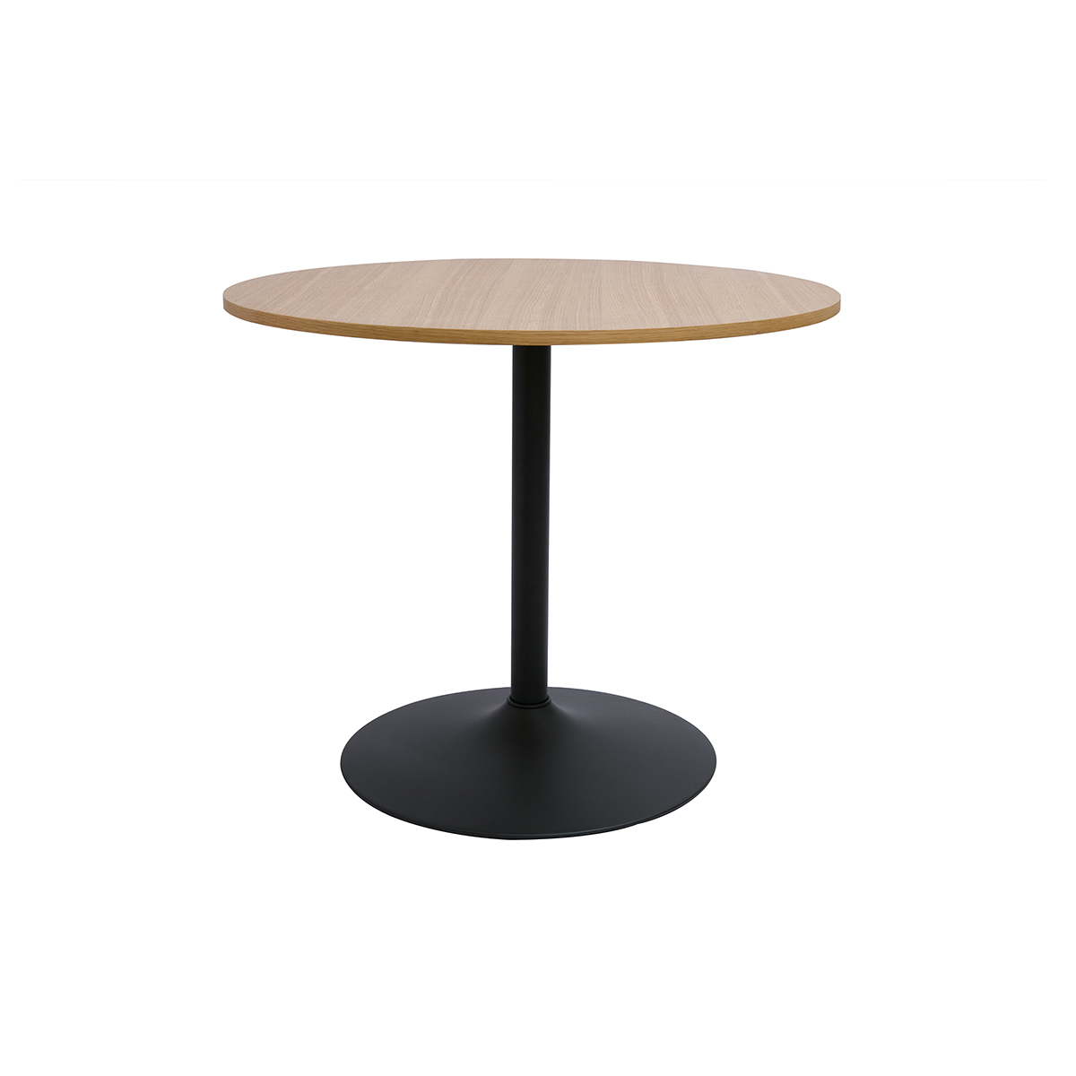Mesa redonda de diseño de comedor en acabado de roble y negro D90 cm CALISTA