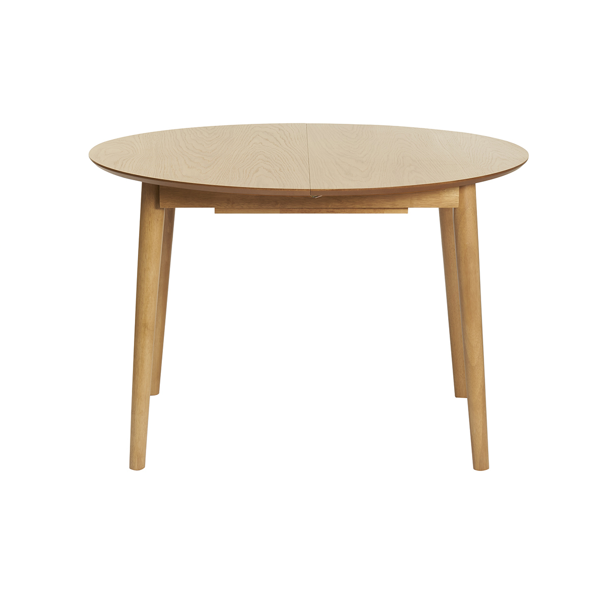 Mesa redonda extensible con extensiones integradas de madera de roble clara 115-154 cm EGO