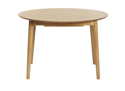 Mesa redonda extensible con extensiones integradas de madera de roble clara 115-154 cm EGO