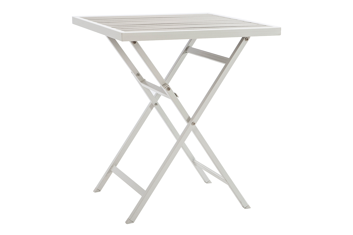 Mesa y 2 sillas plegables blanco y gris MOJITO