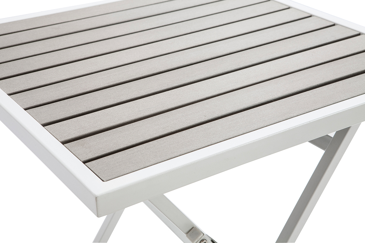 Mesa y 2 sillas plegables blanco y gris MOJITO