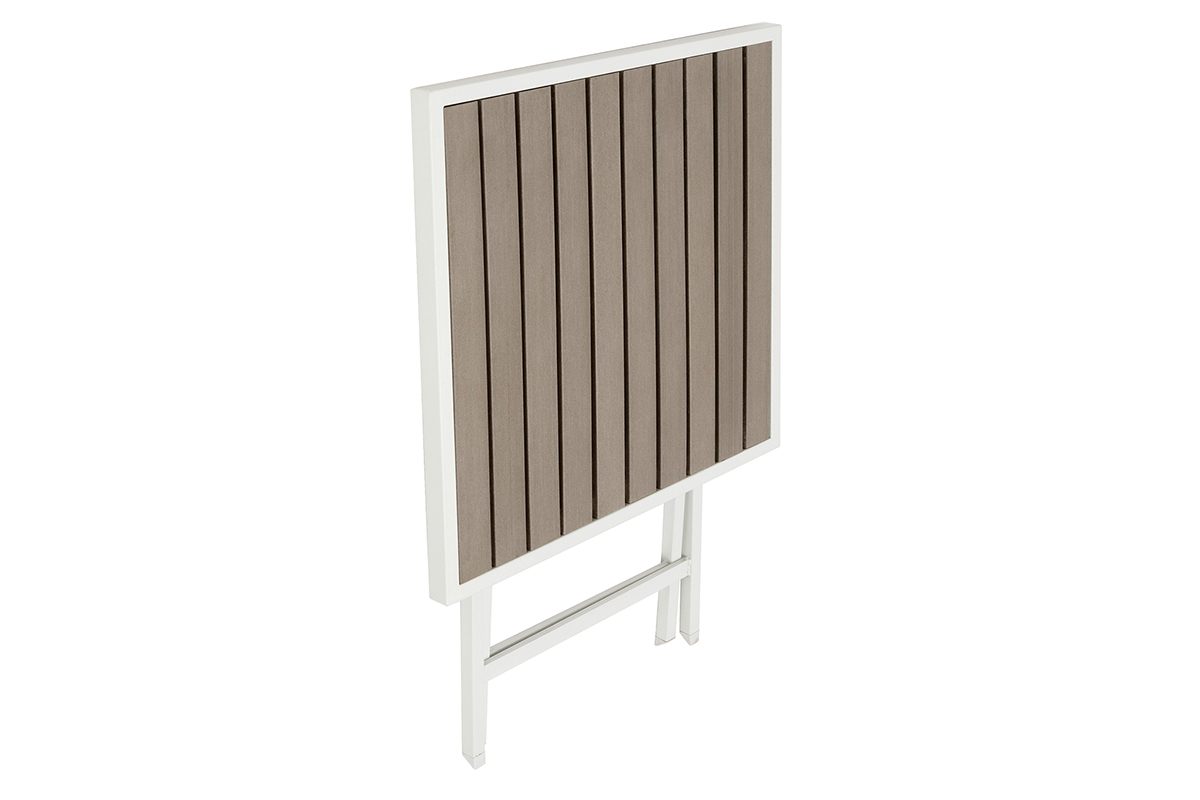 Mesa y 2 sillas plegables blanco y gris MOJITO