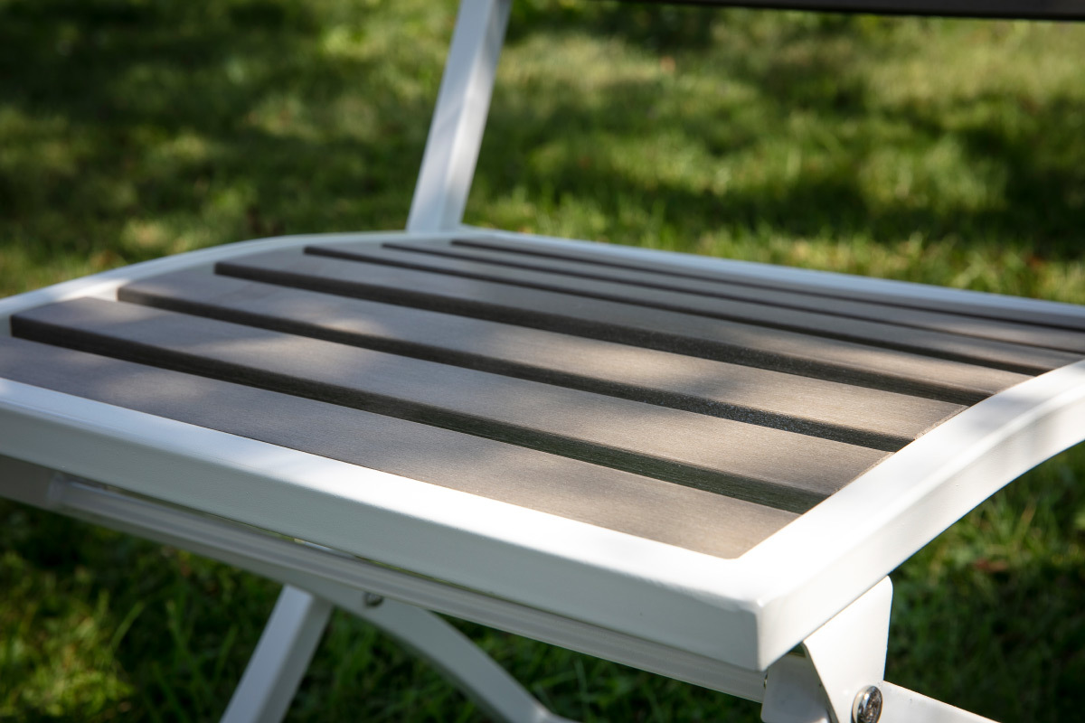 Mesa y 2 sillas plegables blanco y gris MOJITO