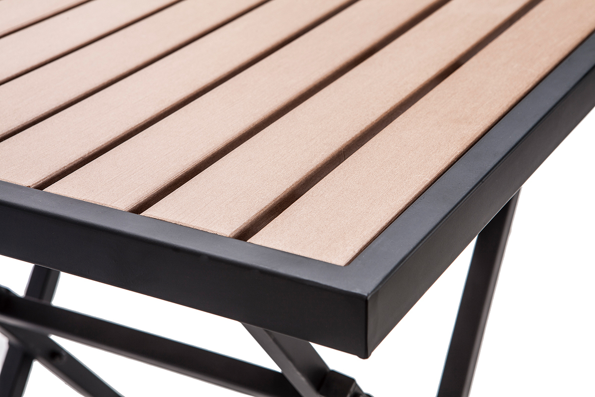 Mesa y 2 sillas plegables negro y madera MOJITO