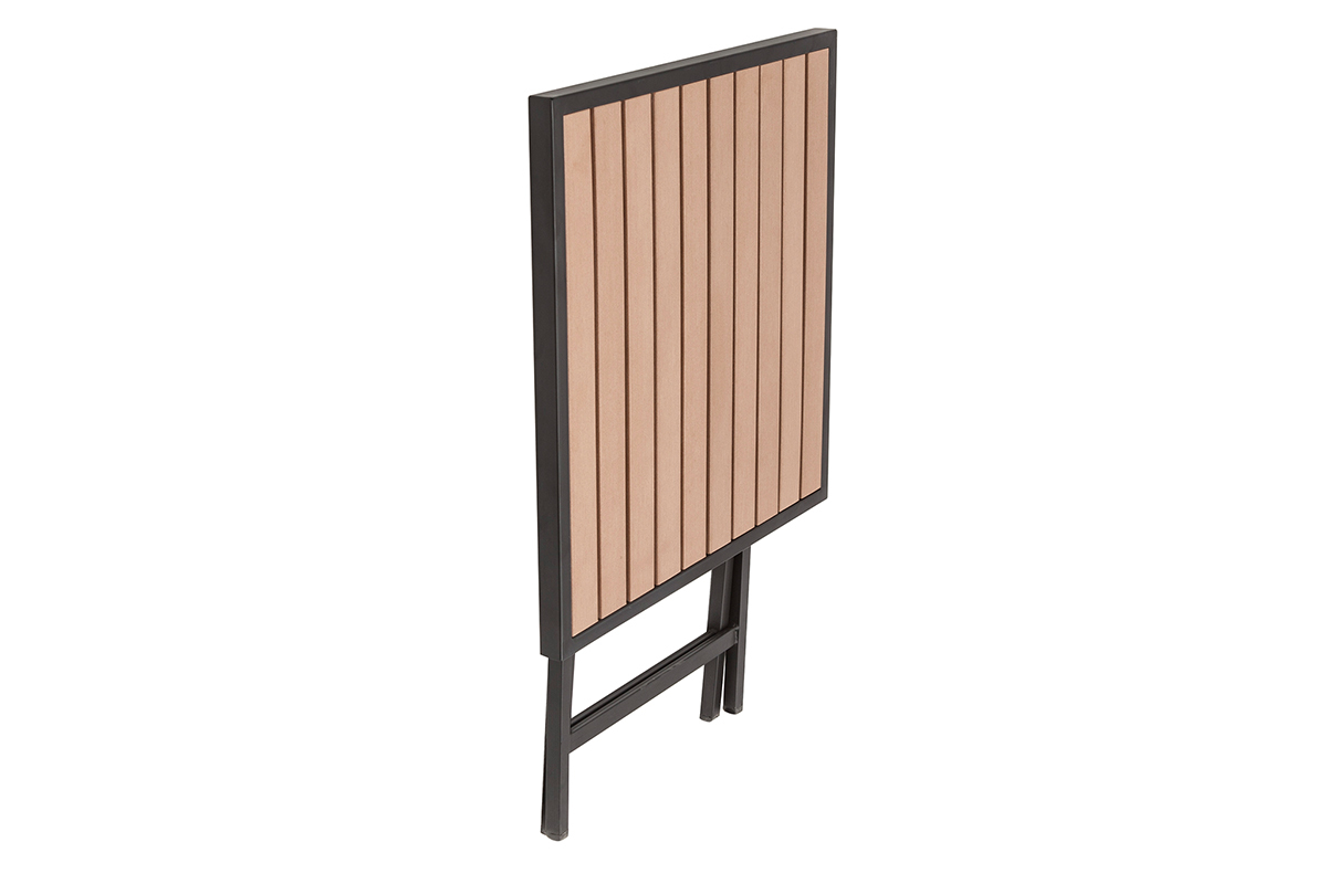 Mesa y 2 sillas plegables negro y madera MOJITO
