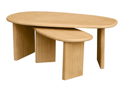 Mesas auxiliares nido de madera clara de mango macizo (juego de 2) MARBELLA