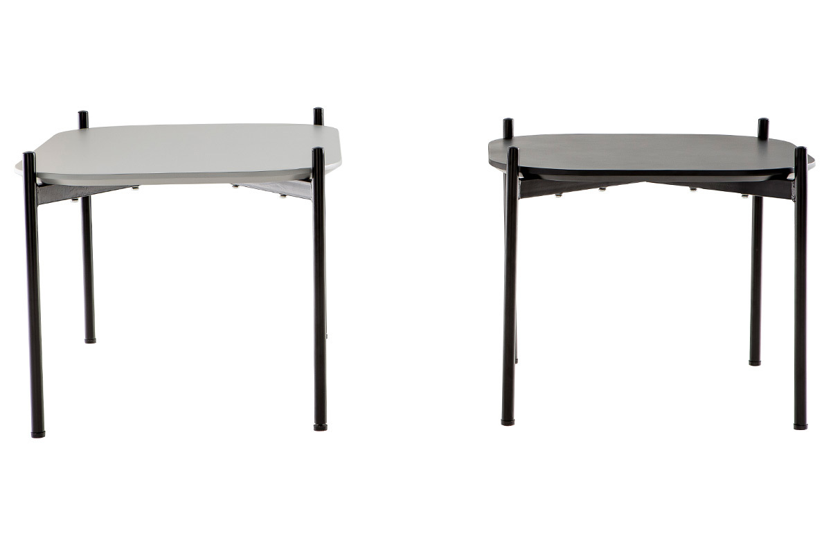Mesas de centro 75 y 50 cm gris/negro patas metal - lote de 2 SEGA