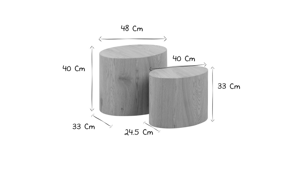 Mesas de centro ovales madera clara (lote de 2) WOODY