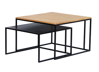 Mesas nido de centro de madera de mango maciza y metal TAHL