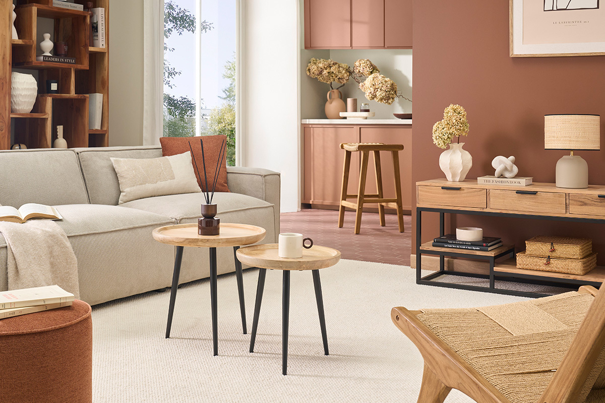 Mesas nido en mango y metal PYTA