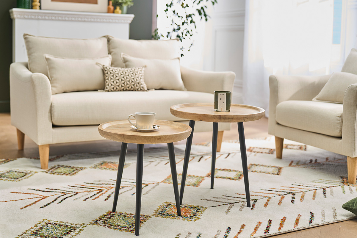 Mesas nido en mango y metal PYTA