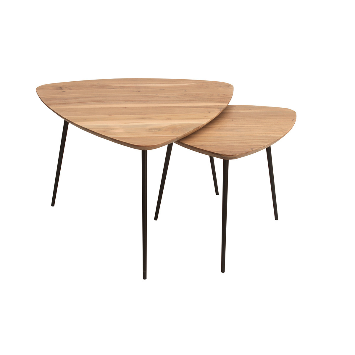 Mesas nido madera maciza y metal negro (juego de 2) STONES