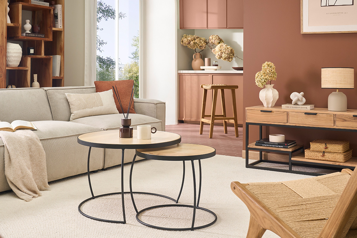 Mesas nido mango y metal BARREL