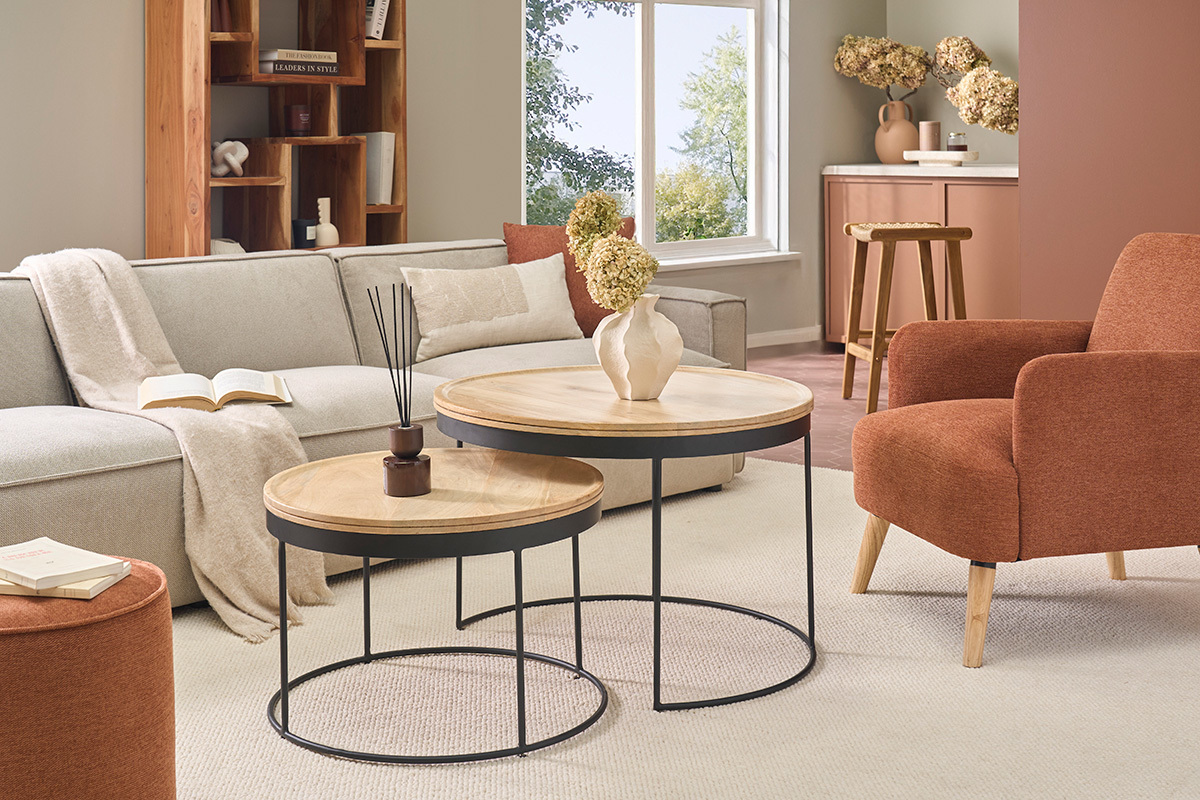 Mesas nido mango y metal LEDGE