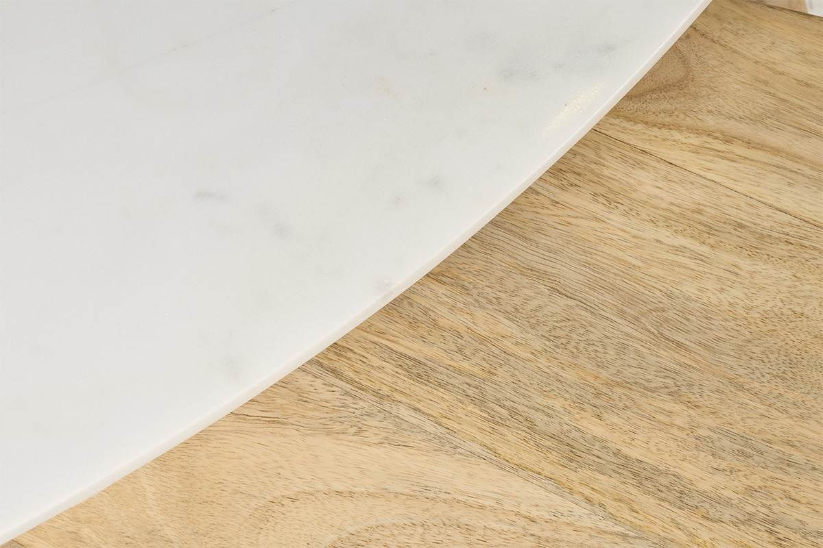 Mesas nido m�rmol blanco y mango (lote de 2) EVY