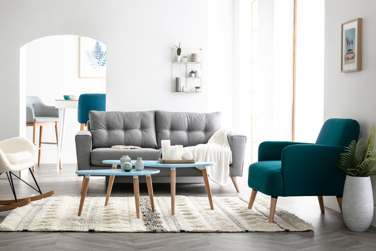 Mesas nido nrdicas azul claro y madera clara (lote de 2) ARTIK