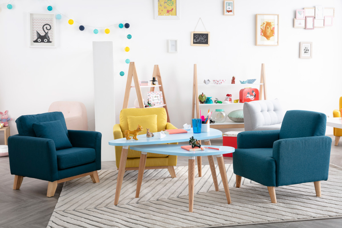 Mesas nido nrdicas azul claro y madera clara (lote de 2) ARTIK