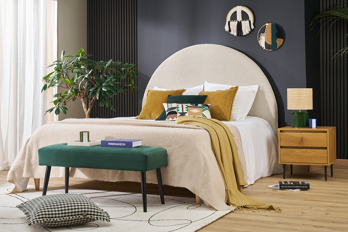 Mesilla de noche con acabado de roble claro y 2 cajones ARAGON