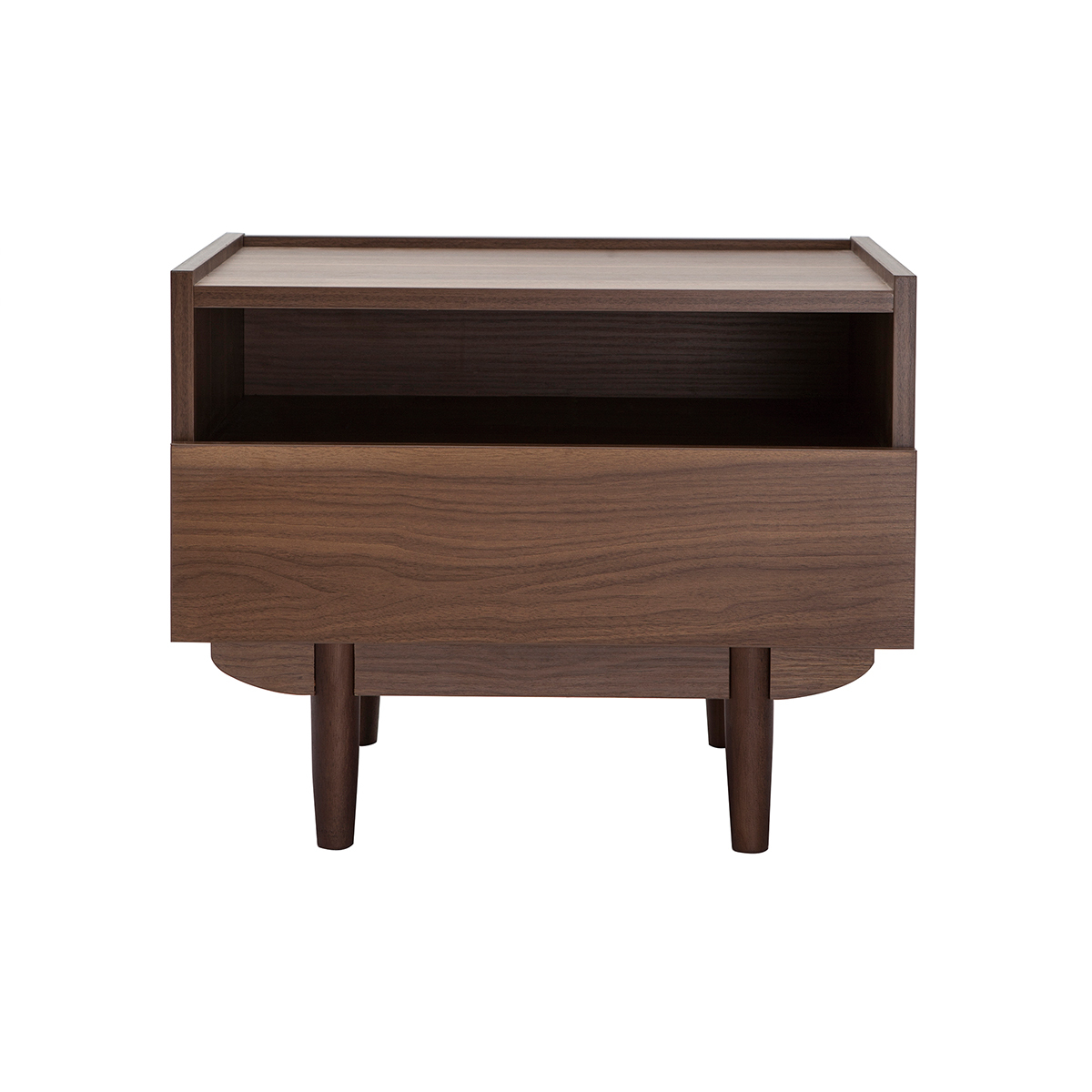 Mesilla de noche con cajón de madera oscura SANAA