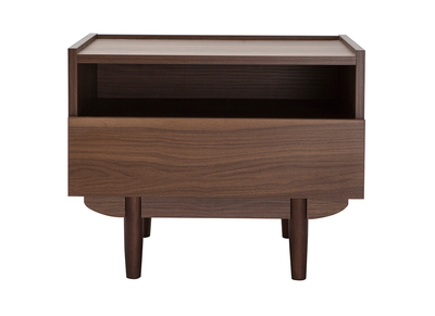 Mesilla de noche con cajón de madera oscura SANAA