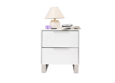 Mesilla de noche de dise&ntilde;o, blanca y lacada HALIFAX