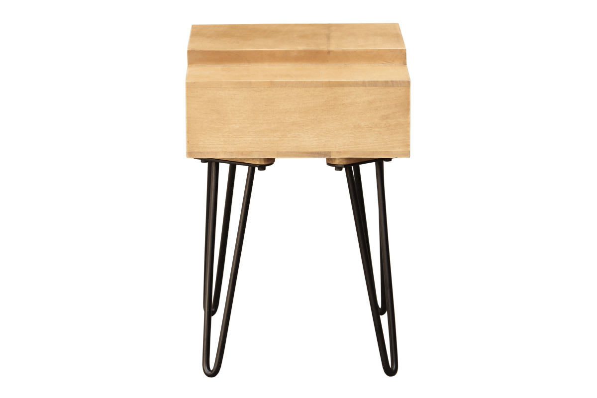 Mesilla de noche de madera de mango macizo y metal dorado VIBES