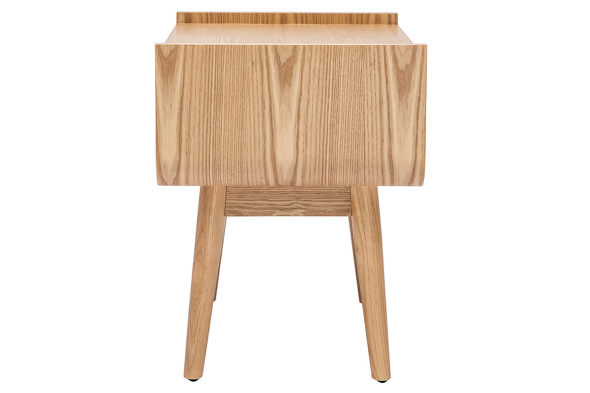 Mesilla de noche de madera maciza clara y ratn con cajn 50 cm ATHNE