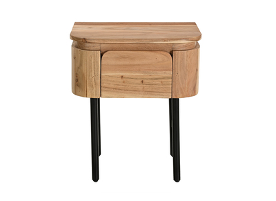 Mesilla de noche de madera maciza y metal negro con cajón NAPOLI