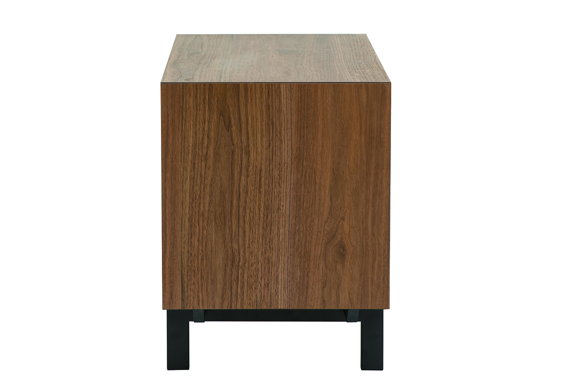 Mesilla de noche vintage de nogal y metal MANNY