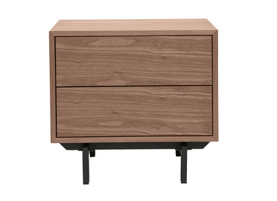 Mesilla de noche vintage de nogal y metal MANNY