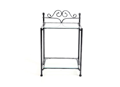 Mesita de noche barroca de metal negro VITTORIA