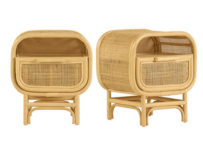 Mesita de noche con cajón de ratán LUWAK