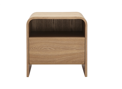 Mesita de noche con caj&oacute;n en madera clara fresno KYLIA