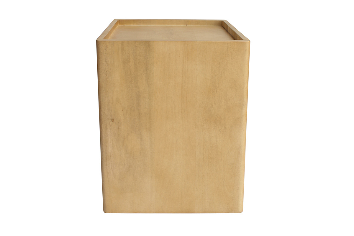 Mesita de noche NEREA de madera de mango, vista lateral derecha.