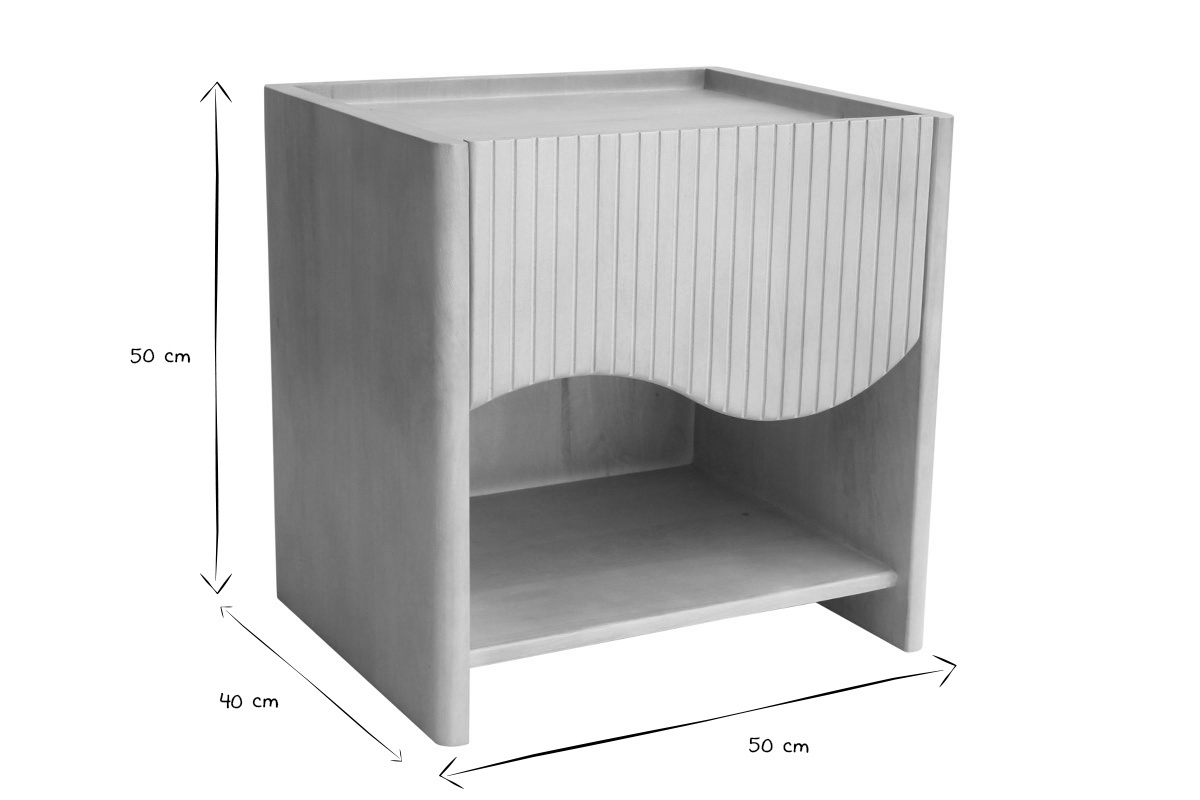 Mesita de noche NEREA con caj�n, dimensiones 50x40x50 cm, en negro y blanco.